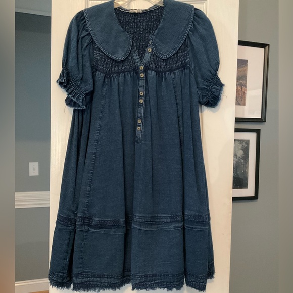 Pilcro Dresses & Skirts - Anthropologie The Katie collared, button front mini dress in denim